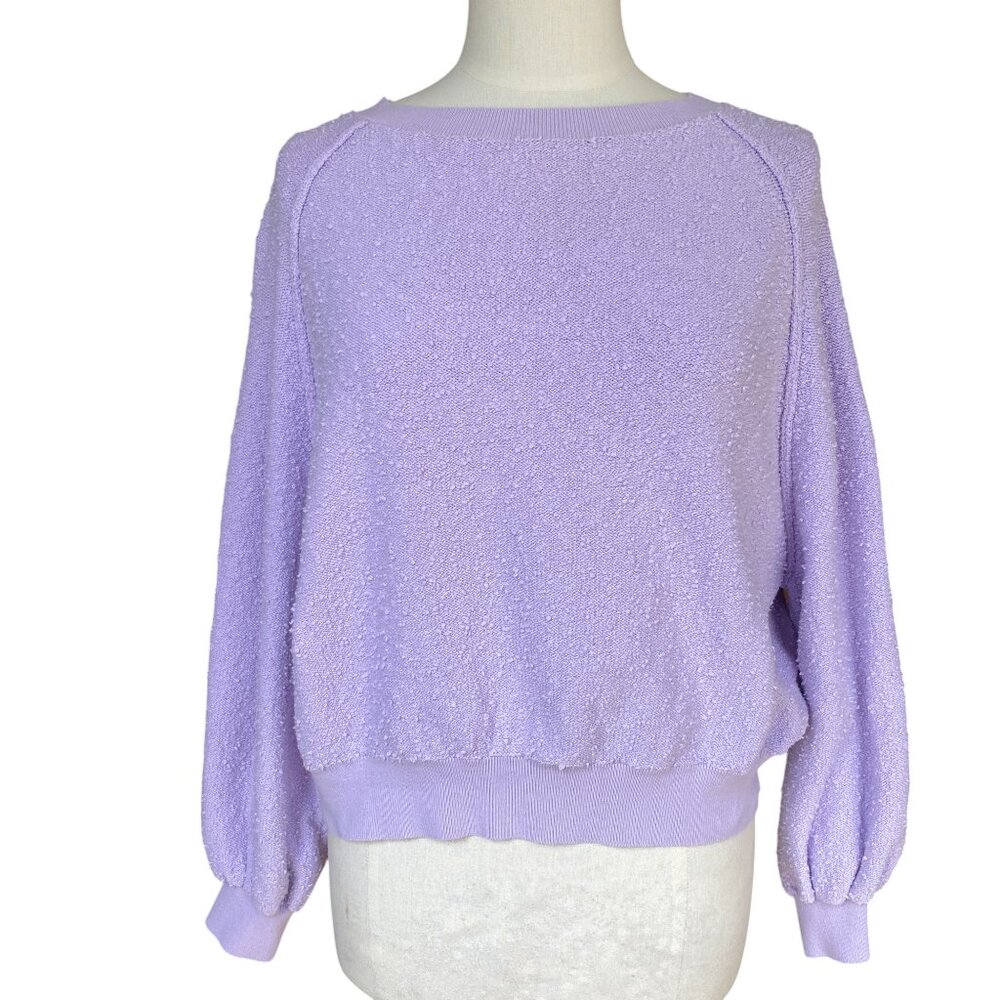 Free People Found My Friend Sweatshirt Lavender Purple Balloon Sleeve Lounge-S